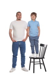 Photo of Father with his son on white background