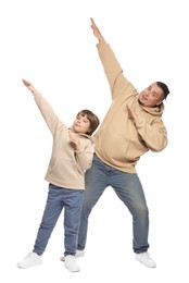 Photo of Father with his son on white background