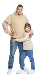 Photo of Father with his son on white background