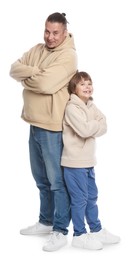 Photo of Father with his son on white background