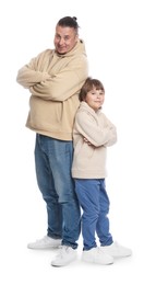 Photo of Father with his son on white background