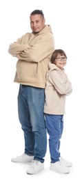 Photo of Father with his son on white background