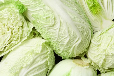 Photo of Fresh Chinese cabbages as background, top view