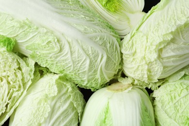 Photo of Fresh Chinese cabbages as background, top view