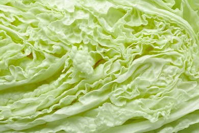 Photo of Fresh green Chinese cabbage as background, closeup