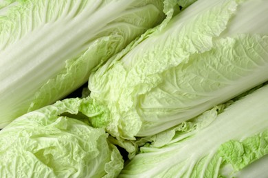 Photo of Fresh Chinese cabbages as background, top view