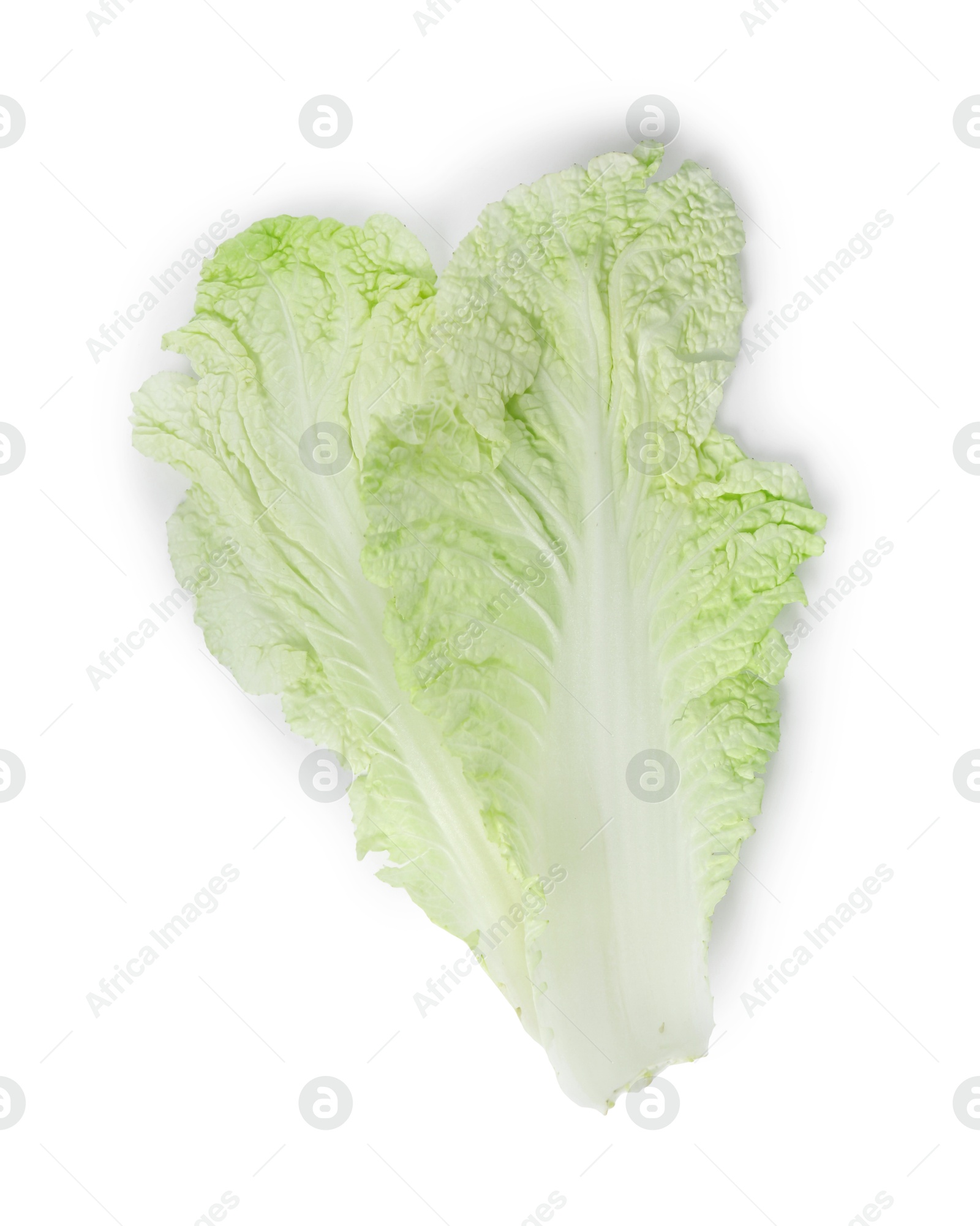Leaves of fresh Chinese cabbage isolated on white, top view Photo of Leaves of fresh Chinese cabbage isolated on white, top view