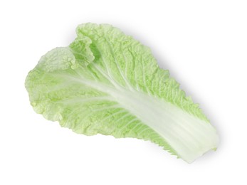 Photo of Leaf of fresh Chinese cabbage isolated on white, above view