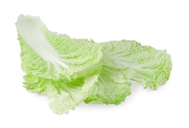 Photo of Leaves of fresh Chinese cabbage isolated on white