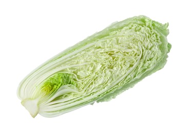 Photo of Half of fresh Chinese cabbage isolated on white