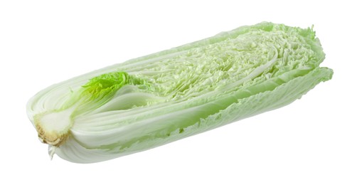 Photo of Half of fresh Chinese cabbage isolated on white