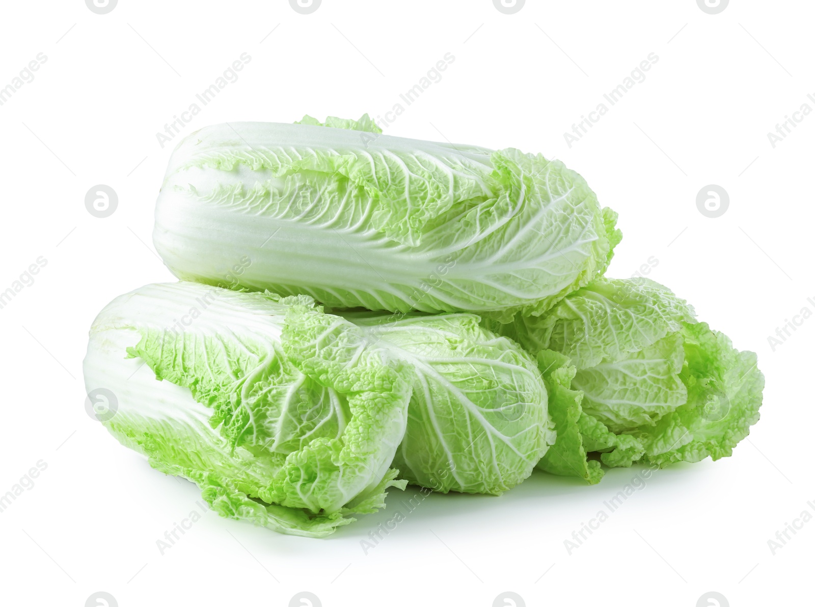 Many fresh Chinese cabbages isolated on white Photo of Many fresh Chinese cabbages isolated on white