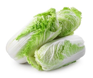 Photo of Three fresh Chinese cabbages isolated on white