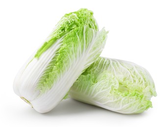 Photo of Two fresh Chinese cabbages isolated on white