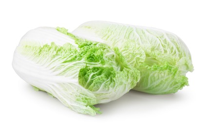 Photo of Two fresh Chinese cabbages isolated on white