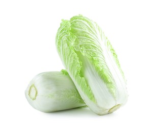 Photo of Two fresh Chinese cabbages isolated on white