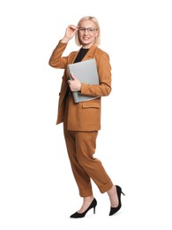 Photo of Professional psychologist with documents on white background