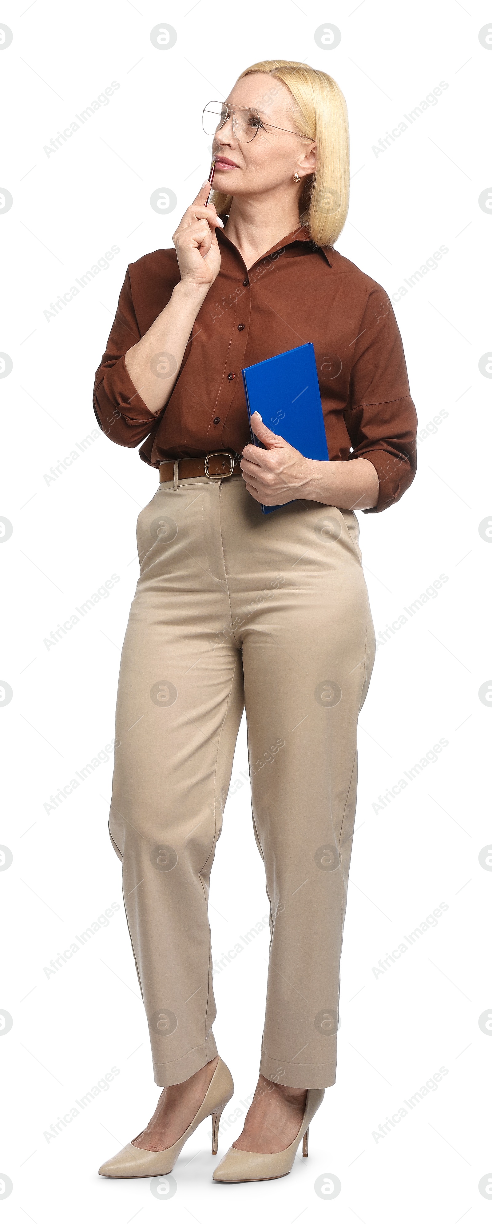 Professional psychologist with notebook on white background Photo of Professional psychologist with notebook on white background