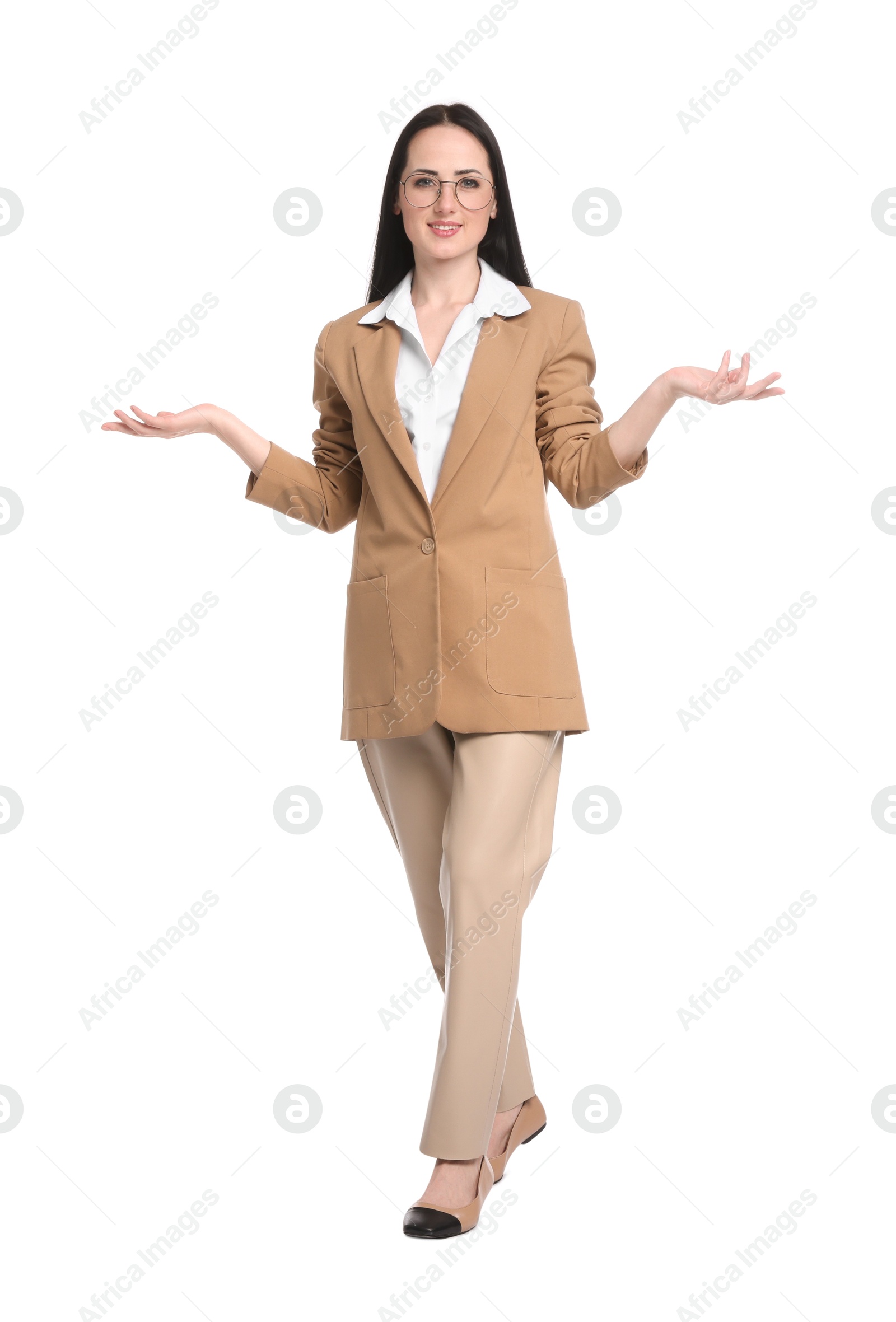 Full-length portrait of professional psychologist on white background Photo of Full-length portrait of professional psychologist on white background