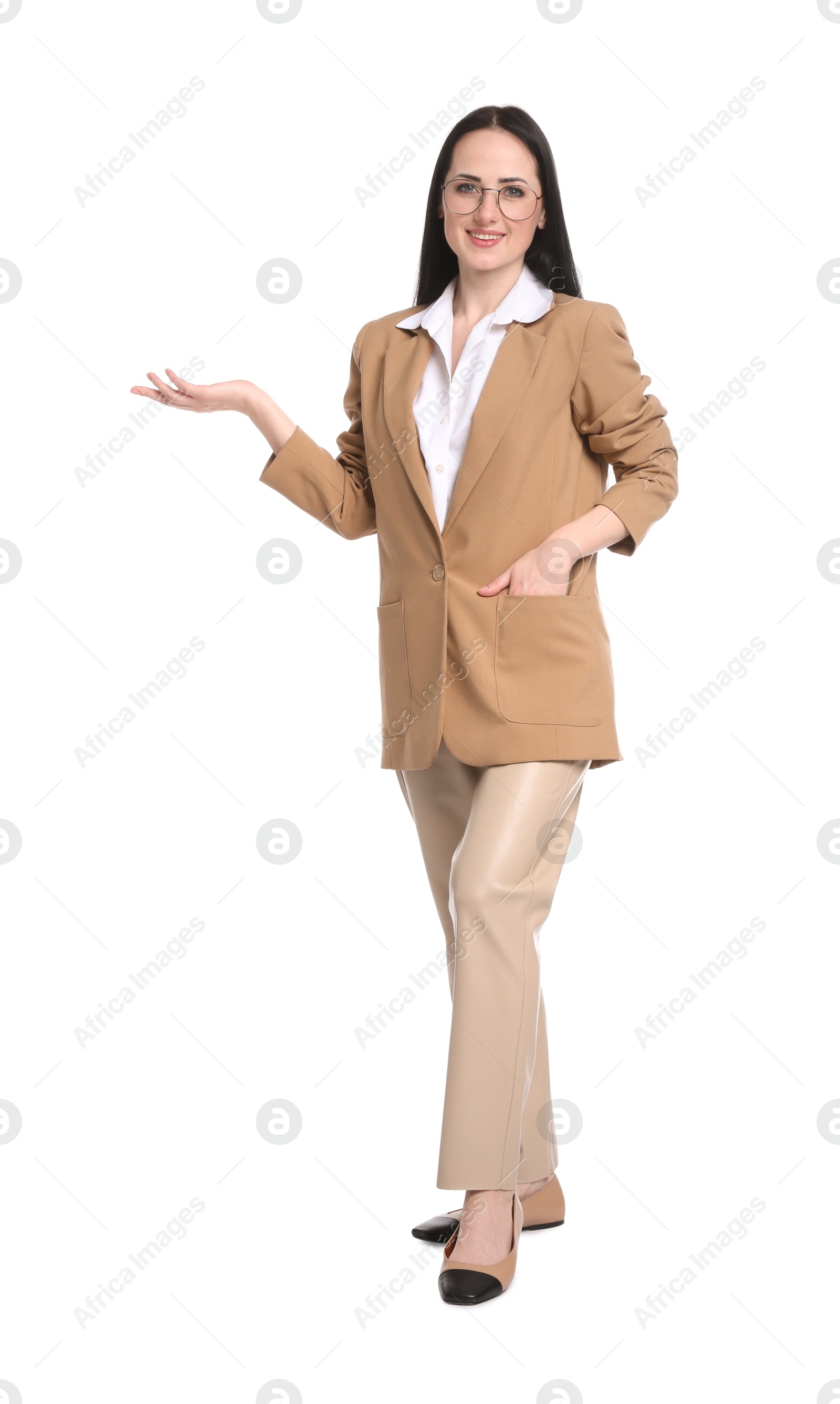 Full-length portrait of professional psychologist on white background Photo of Full-length portrait of professional psychologist on white background