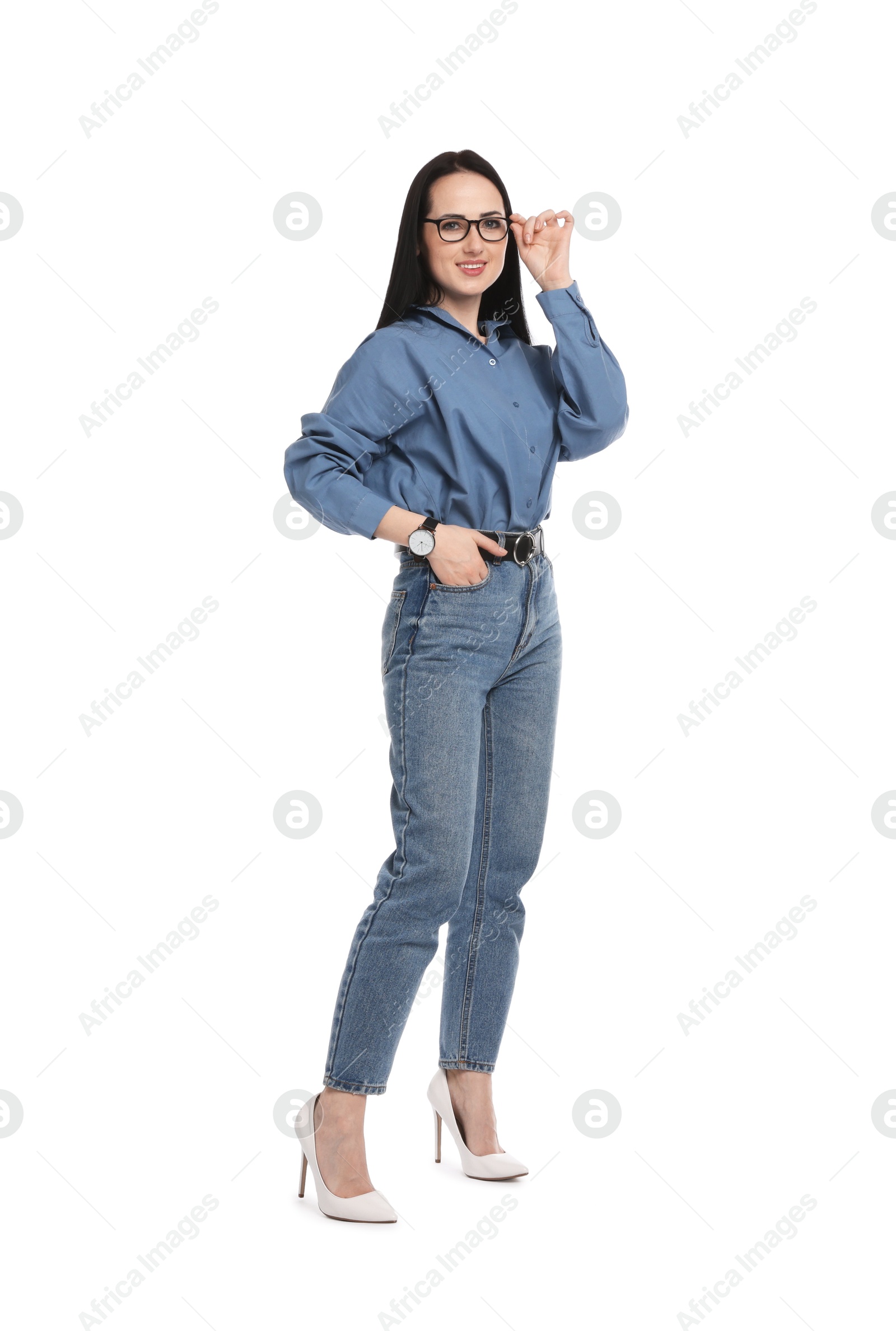 Full-length portrait of professional psychologist on white background Photo of Full-length portrait of professional psychologist on white background