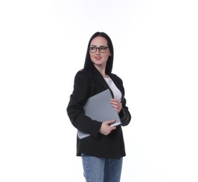 Photo of Professional psychologist with folder on white background