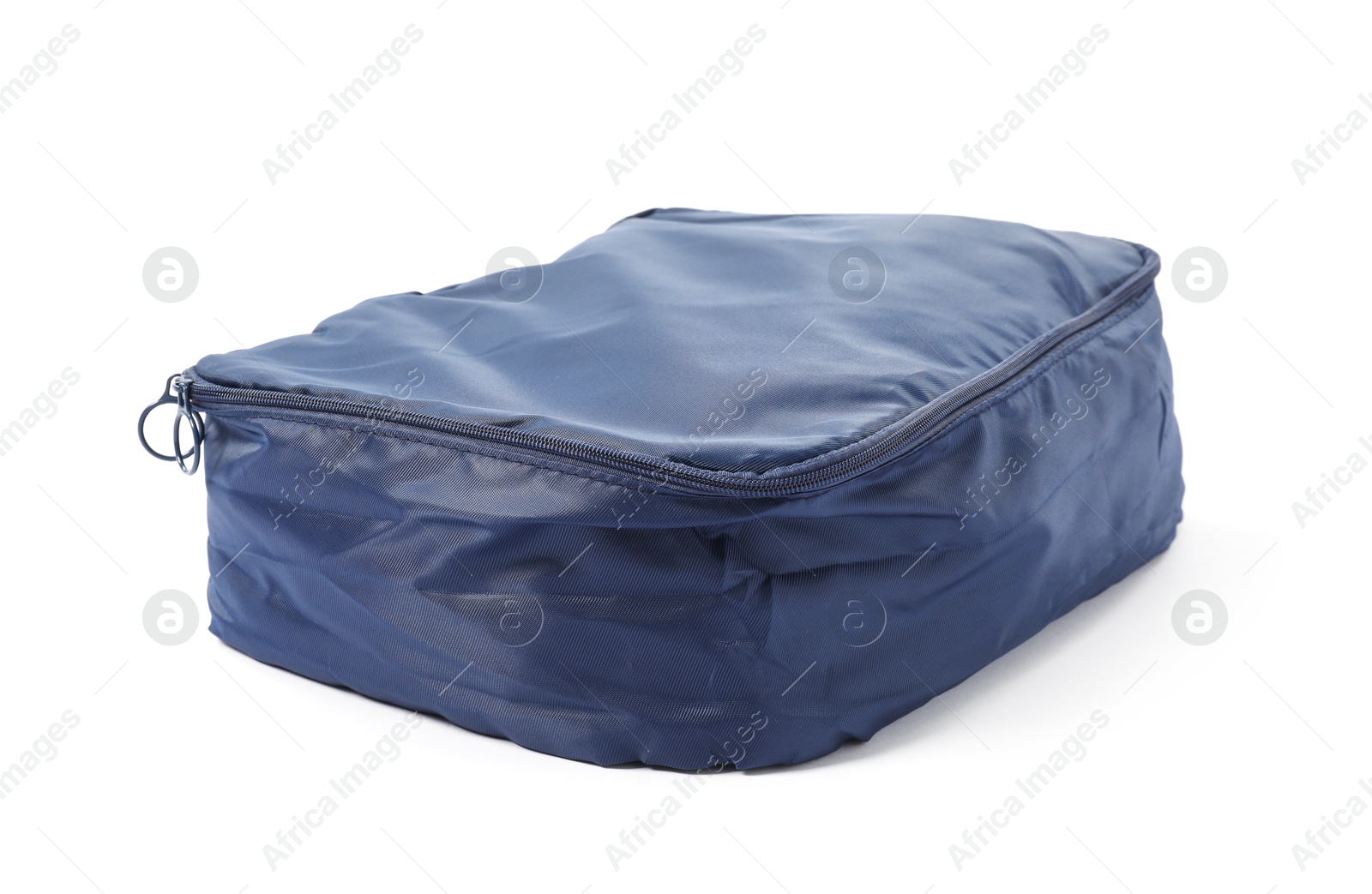 One blue packing cube isolated on white Photo of One blue packing cube isolated on white