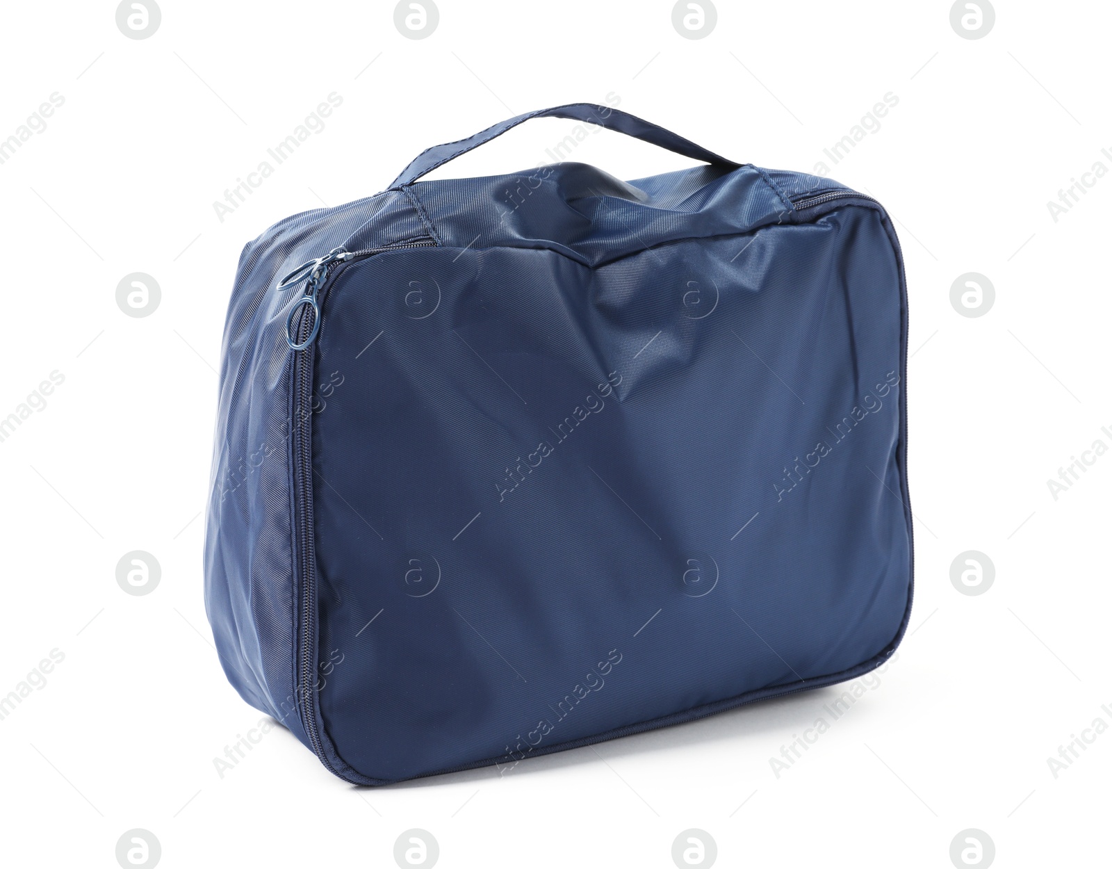 One blue packing cube isolated on white Photo of One blue packing cube isolated on white