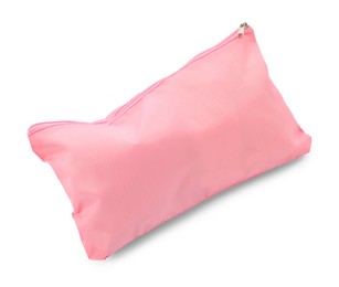 Photo of One pink packing pouch isolated on white, above view