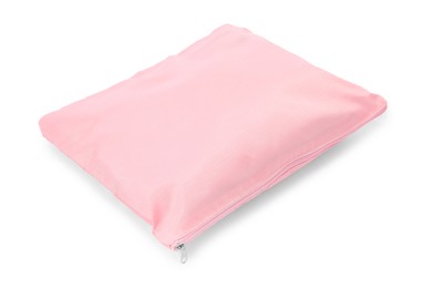 Photo of One pink packing pouch isolated on white