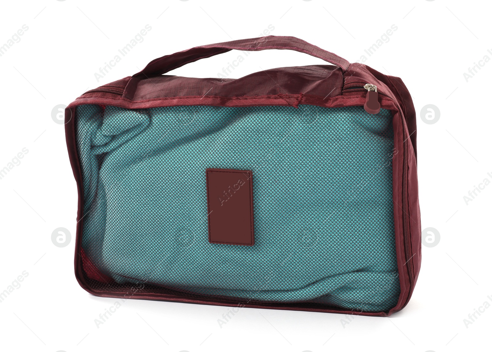 One brown packing cube isolated on white Photo of One brown packing cube isolated on white
