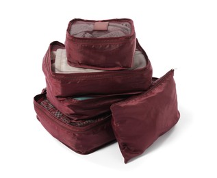 Photo of Stack of packing cubes isolated on white