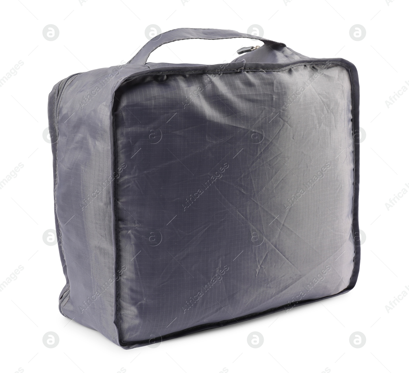 One grey packing cube isolated on white Photo of One grey packing cube isolated on white