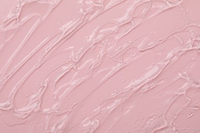 Photo of Collagen gel on pink background, top view