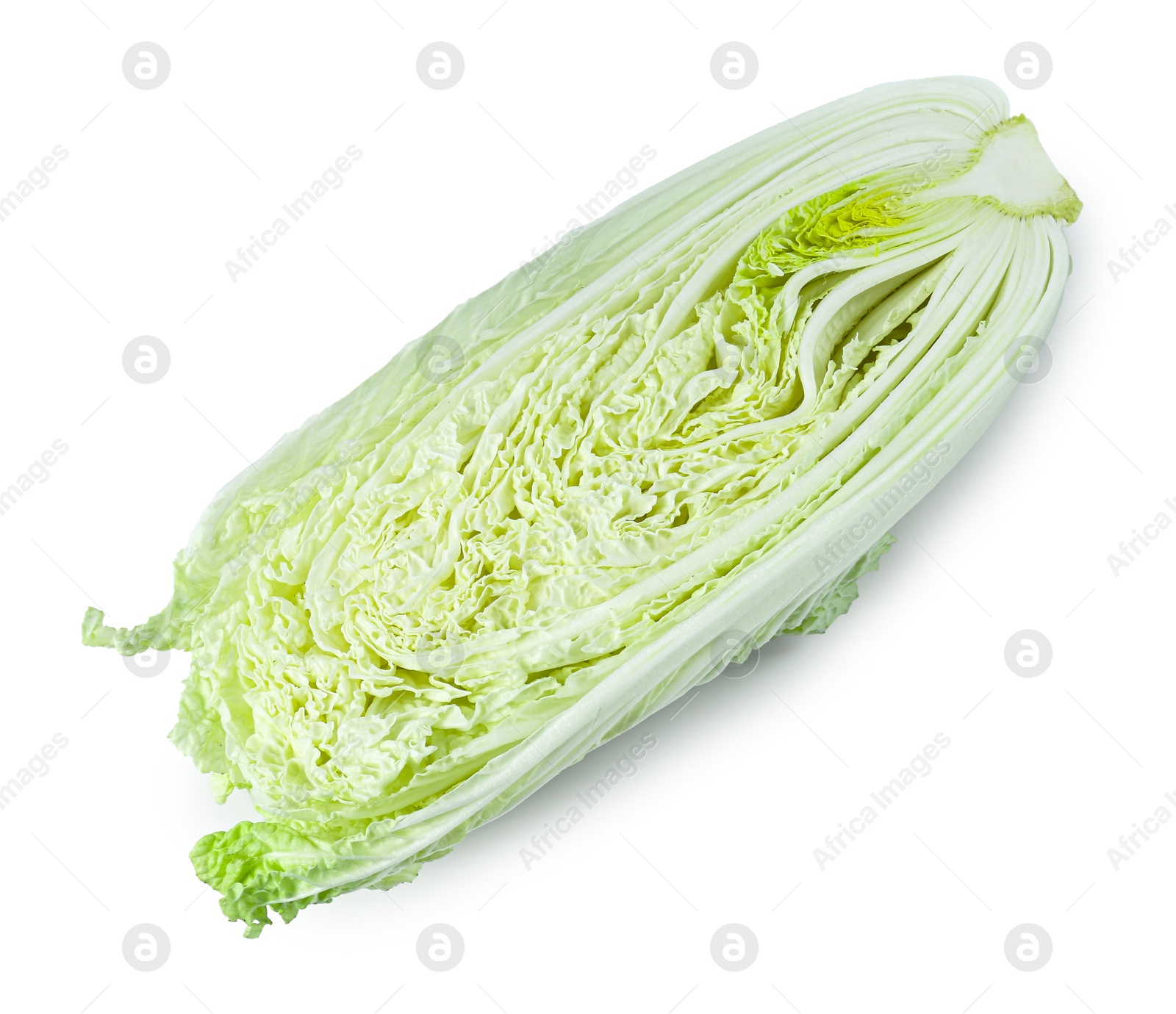 Half of fresh Chinese cabbage isolated on white, above view Photo of Half of fresh Chinese cabbage isolated on white, above view