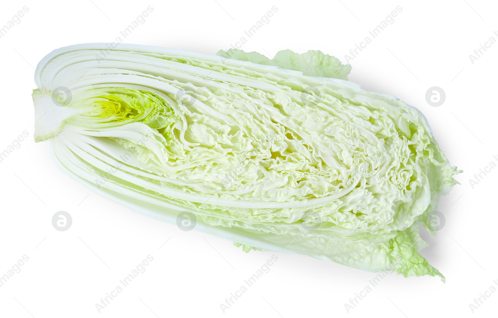 Half of fresh Chinese cabbage isolated on white, top view Photo of Half of fresh Chinese cabbage isolated on white, top view