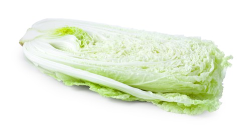Photo of Half of fresh Chinese cabbage isolated on white
