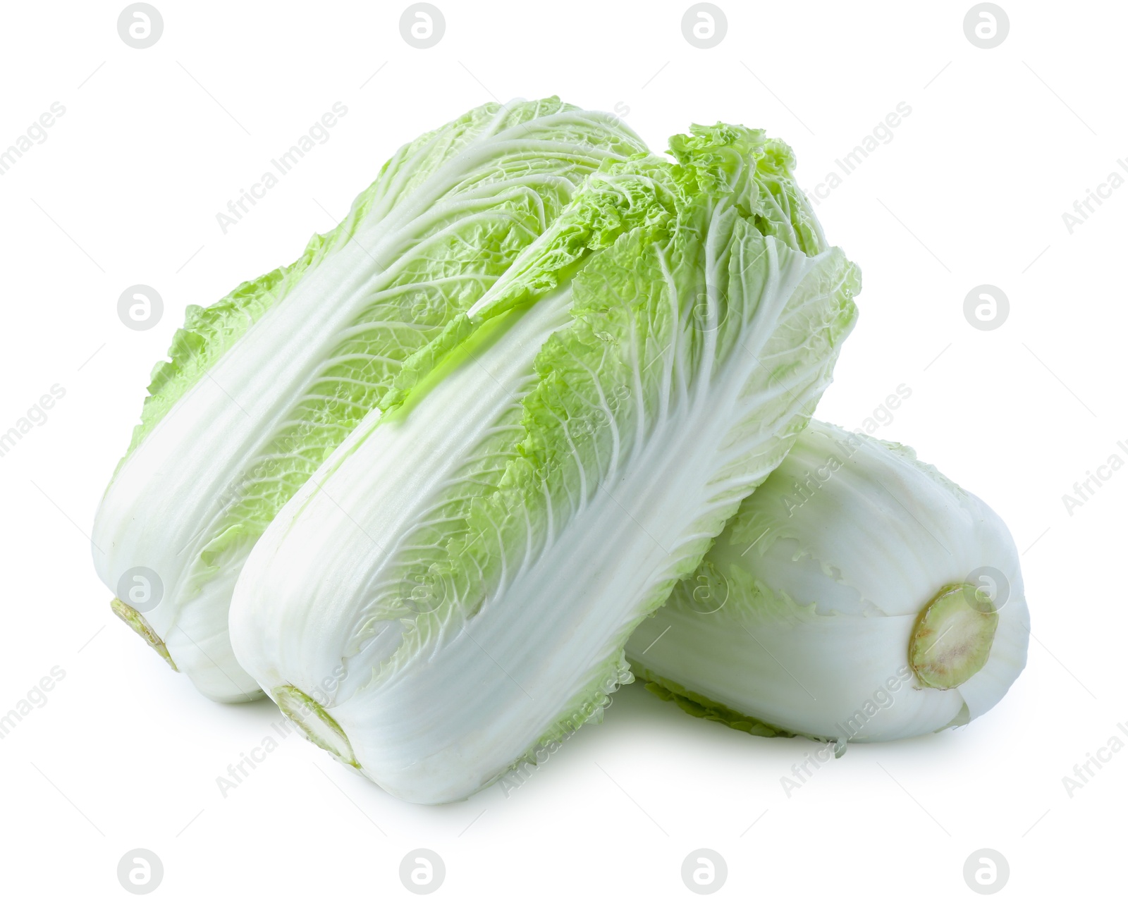 Three fresh Chinese cabbages isolated on white Photo of Three fresh Chinese cabbages isolated on white