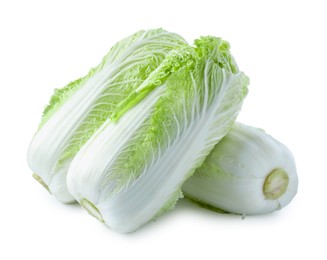 Photo of Three fresh Chinese cabbages isolated on white