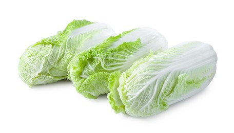 Photo of Three fresh Chinese cabbages isolated on white