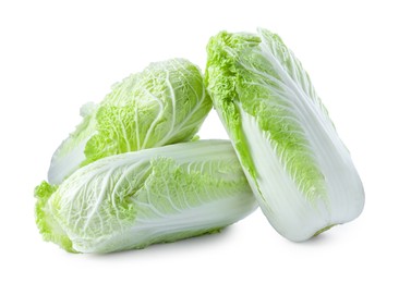 Photo of Three fresh Chinese cabbages isolated on white