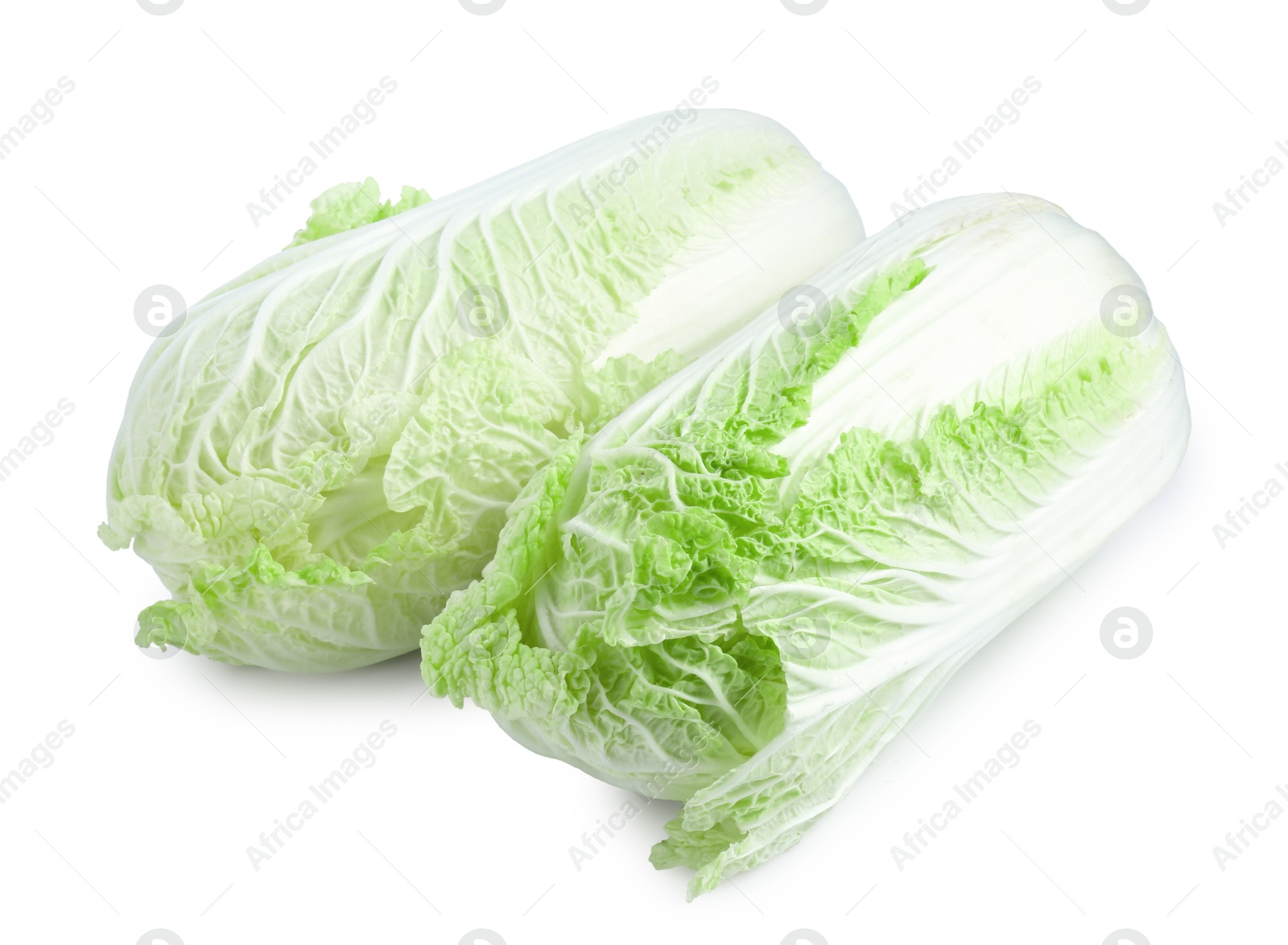 Two fresh Chinese cabbages isolated on white Photo of Two fresh Chinese cabbages isolated on white