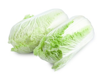 Photo of Two fresh Chinese cabbages isolated on white