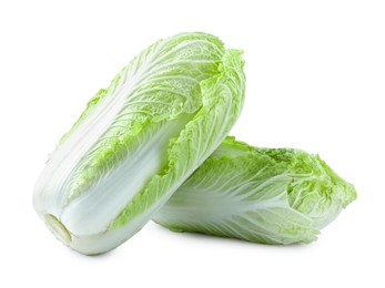 Photo of Two fresh Chinese cabbages isolated on white