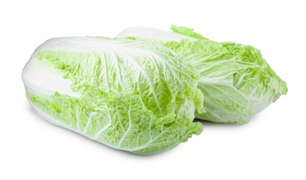 Photo of Two fresh Chinese cabbages isolated on white