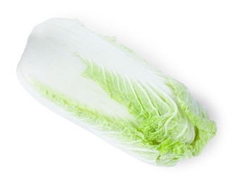 Photo of One fresh Chinese cabbage isolated on white, top view