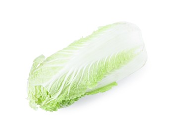 Photo of One fresh Chinese cabbage isolated on white, top view