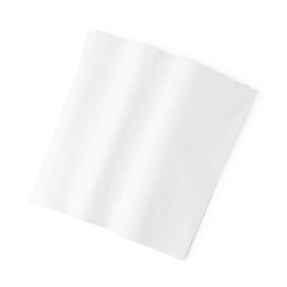 Photo of Folded disposable paper handkerchiefs isolated on white, top view
