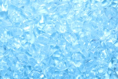 Photo of Cubes of clear ice as background, closeup