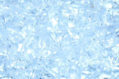 Photo of Cubes of clear ice as background, closeup